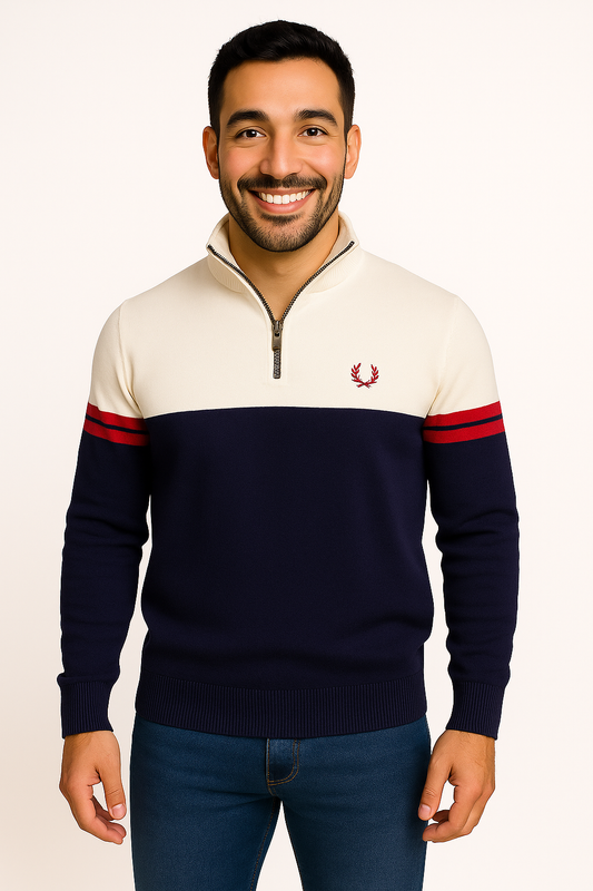 Fred Perry® | Two-Tone Quarter-Zip Sweater