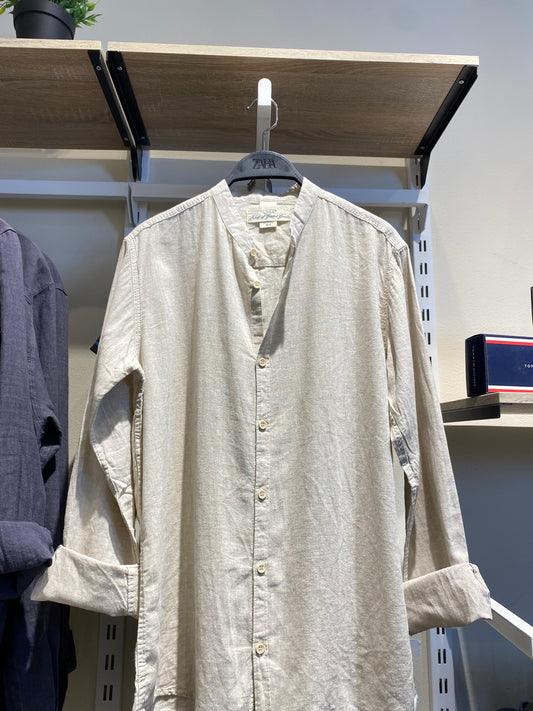 H&M L.O.G.G.® | Linen-Blend Mandarin Collar Shirt