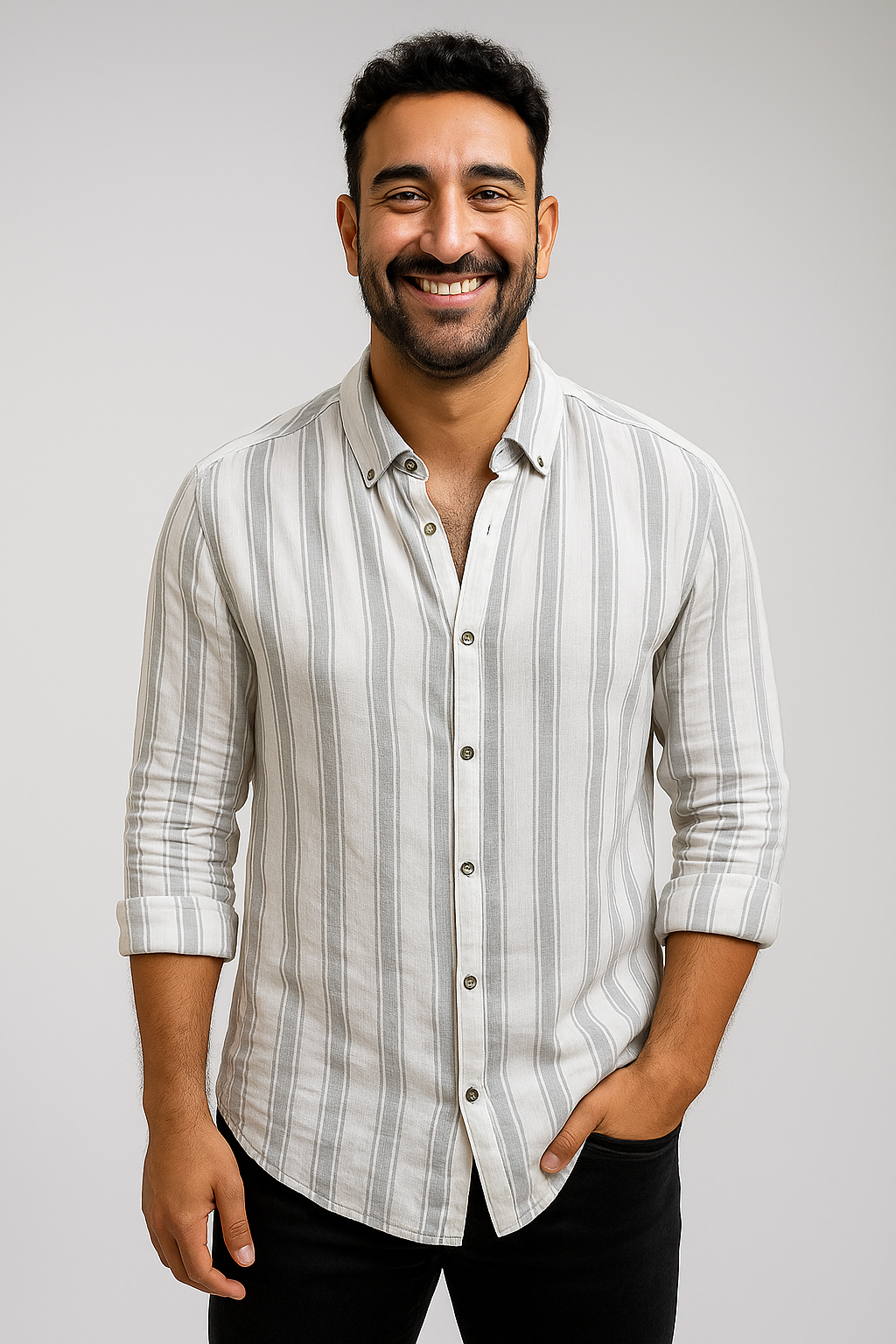 H&M L.O.G.G.® | Striped Linen-Blend Shirt