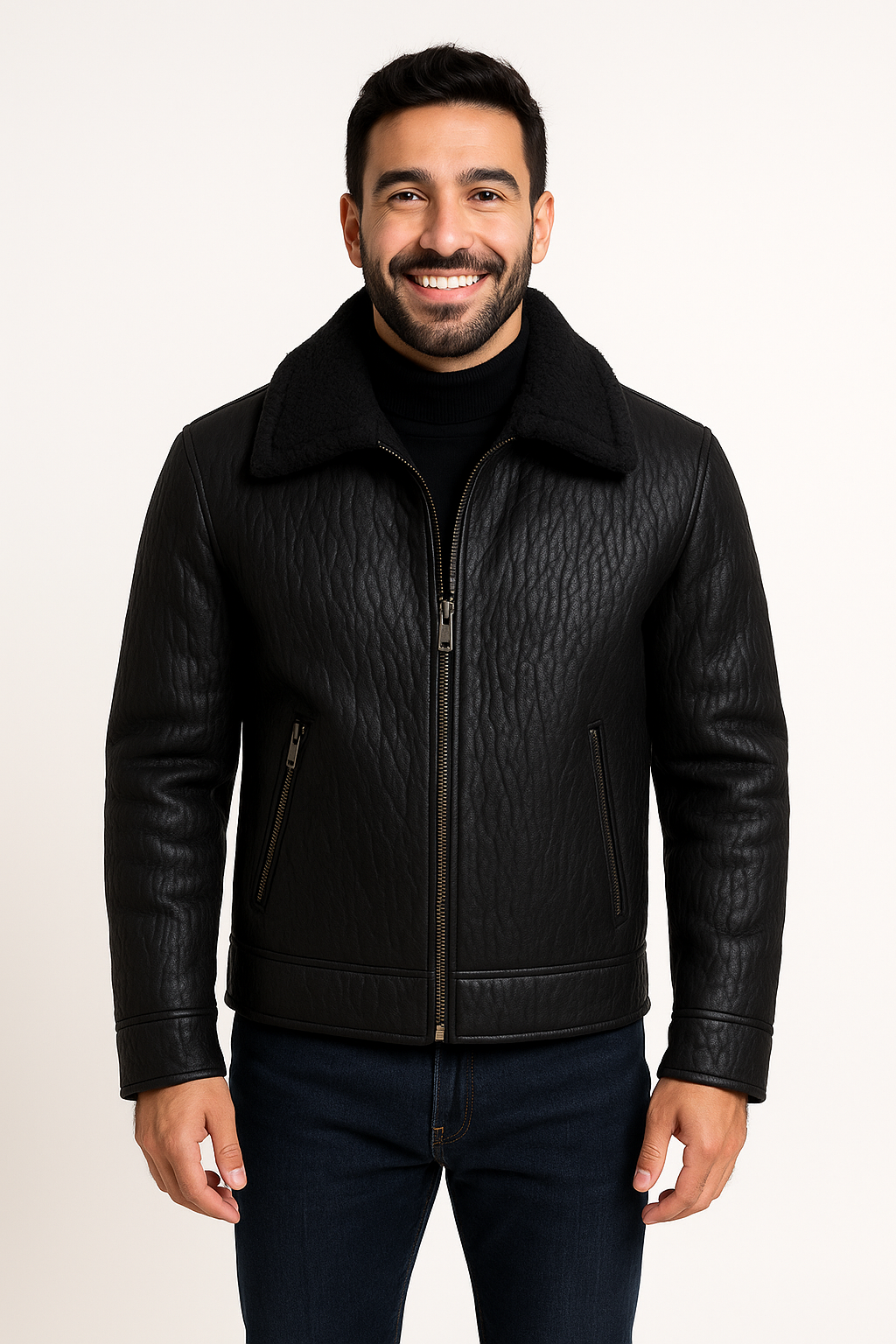 Textured Shearling Jacket (Turkish)