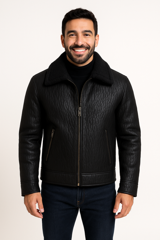 Textured Shearling Jacket (Turkish)