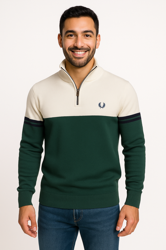 Fred Perry® | Two-Tone Quarter-Zip Sweater