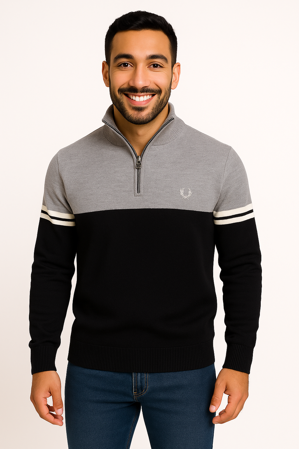 Fred Perry® | Two-Tone Quarter-Zip Sweater