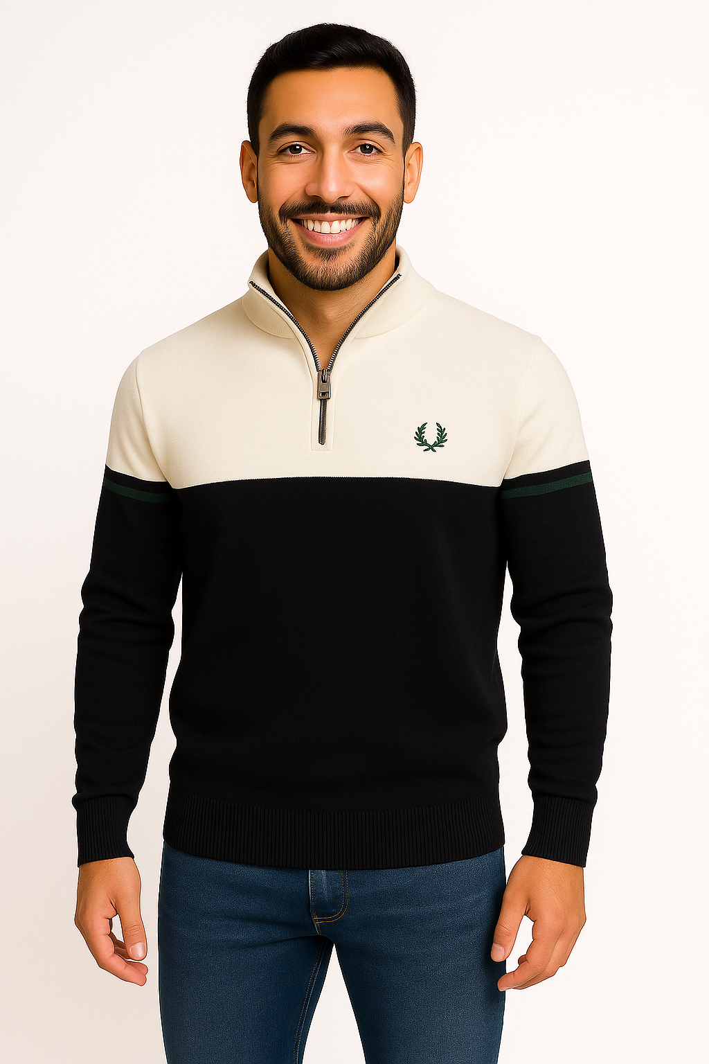 Fred Perry® | Two-Tone Quarter-Zip Sweater