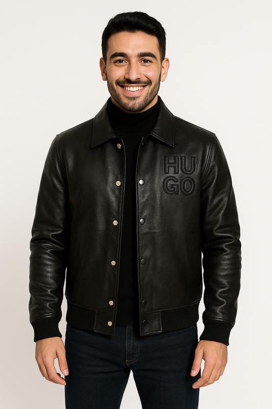 HUGO Embossed Leather Jacket