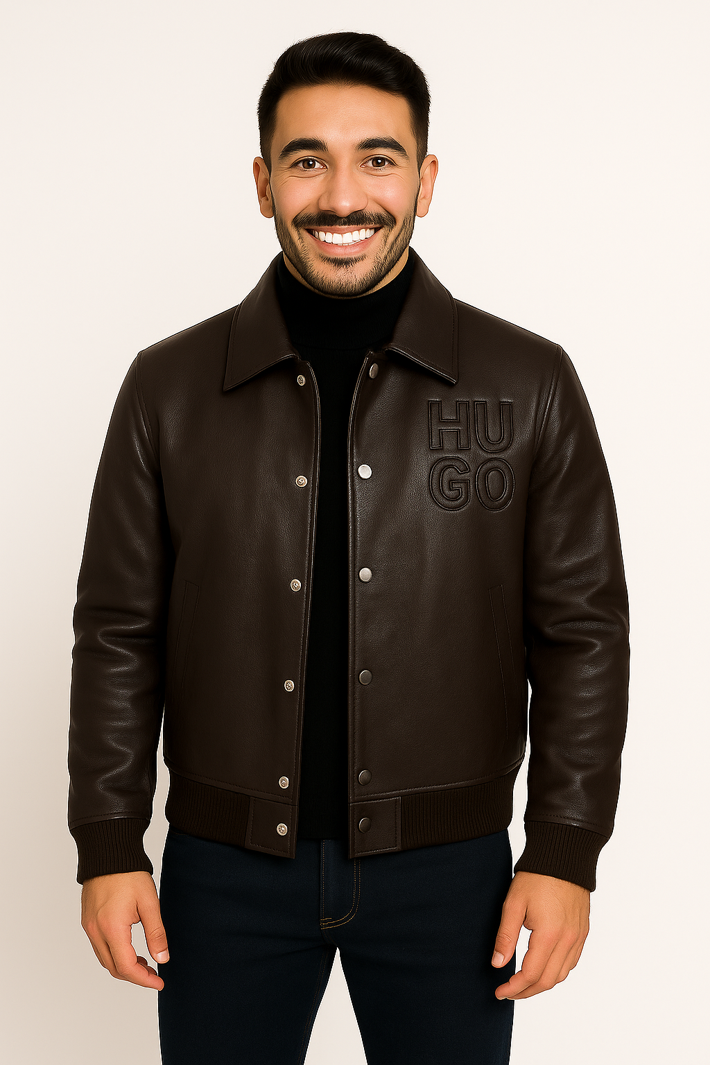 HUGO Embossed Leather Jacket