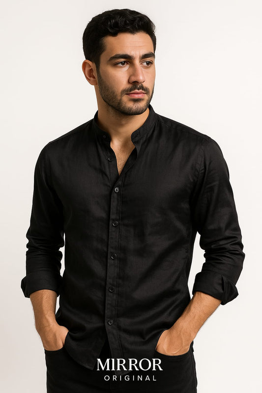 Mandarin collar shirt