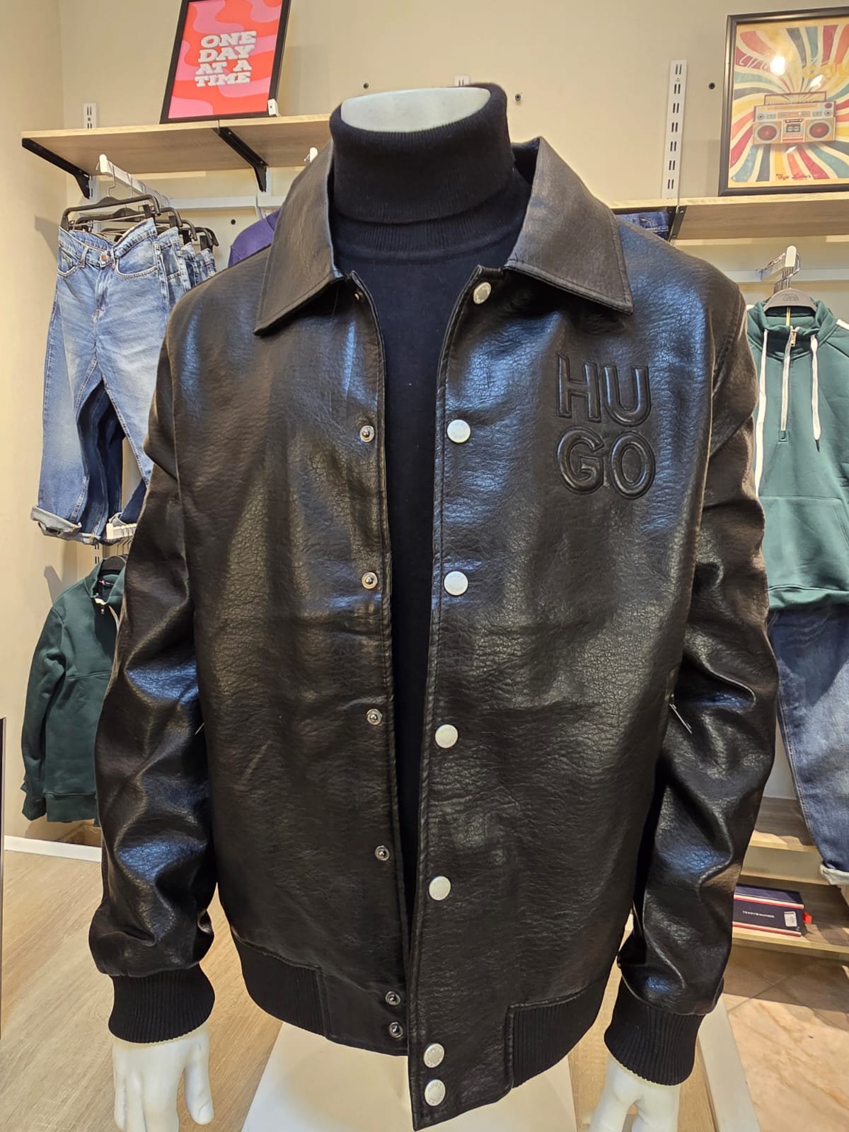 HUGO Embossed Leather Jacket