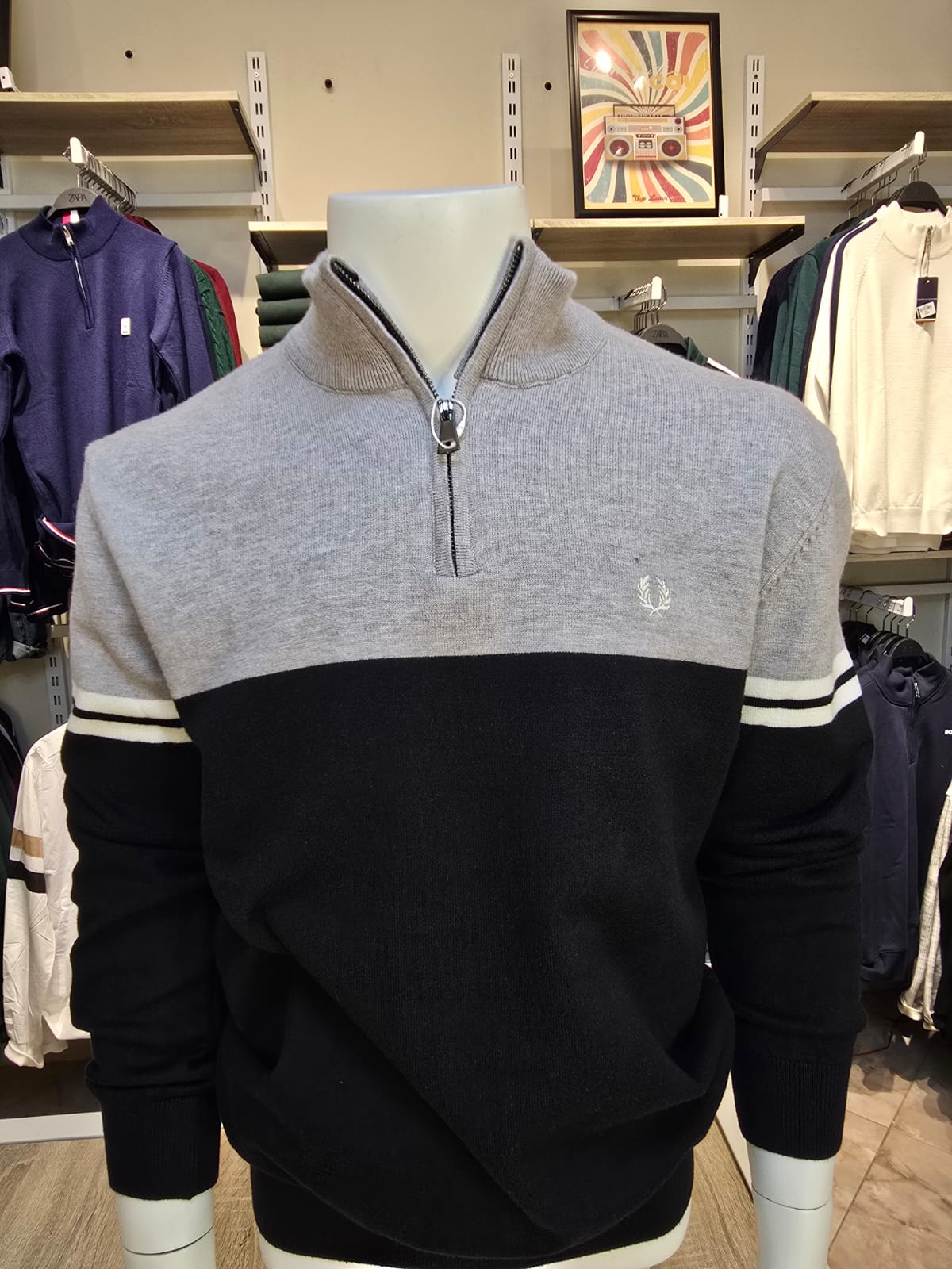 Fred Perry® | Two-Tone Quarter-Zip Sweater