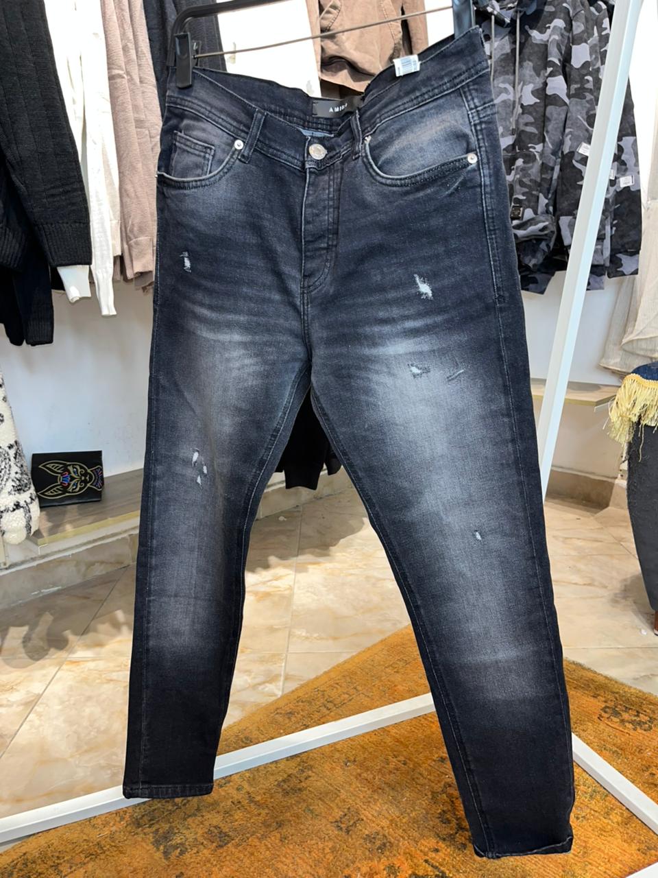 AMIRI Distressed Black Slim Jeans